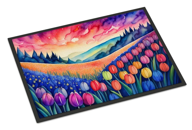 Main image of NEW Hyacinths in Color Doormat Front Door Mat Indoor Outdoor Rugs for Entryway, Non Slip Washable Low Pile, 18H X 27W