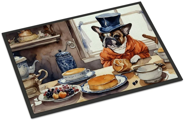Main image of NEW French Bulldog Fall Kitchen Pumpkins Doormat Front Door Mat Indoor Outdoor Rugs for Entryway, Non Slip Washable Low Pile, 18H X 27W