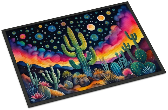 Main image of NEW Queen of the Night Cactus in Color Doormat Front Door Mat Indoor Outdoor Rugs for Entryway, Non Slip Washable Low Pile, 18H X 27W