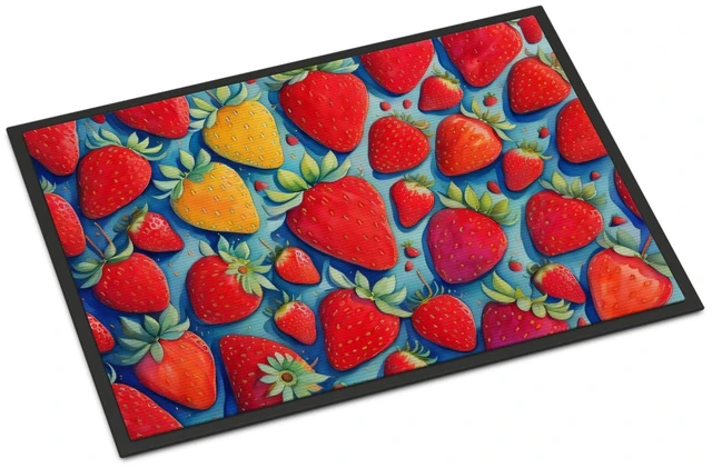 Main image of NEW Colorful Strawberries Doormat Front Door Mat Indoor Outdoor Rugs for Entryway, Non Slip Washable Low Pile, 18H X 27W