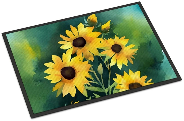 Main image of NEW Kentucky Goldenrod in Watercolor Doormat Front Door Mat Indoor Outdoor Rugs for Entryway, Non Slip Washable Low Pile, 18H X 27W