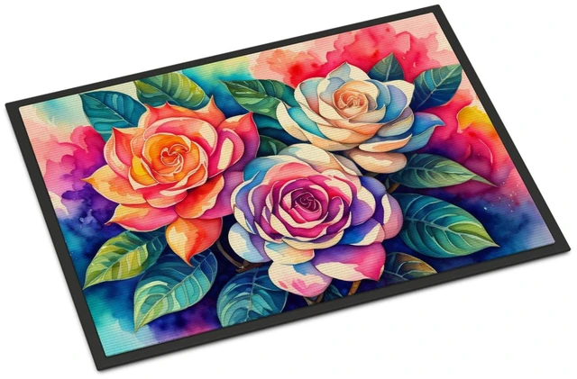 Main image of NEW Gardenias in Color Doormat Front Door Mat Indoor Outdoor Rugs for Entryway, Non Slip Washable Low Pile, 18H X 27W