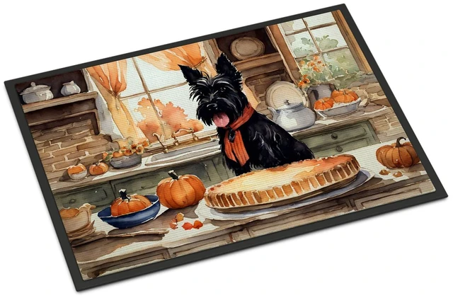 Main image of NEW Scottish Terrier Fall Kitchen Pumpkins Doormat Front Door Mat Indoor Outdoor Rugs for Entryway, Non Slip Washable Low Pile, 18H X 27W