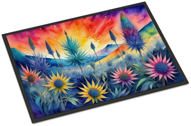 Main image of NEW Eryngium in Color Doormat Front Door Mat Indoor Outdoor Rugs for Entryway, Non Slip Washable Low Pile, 18H X 27W