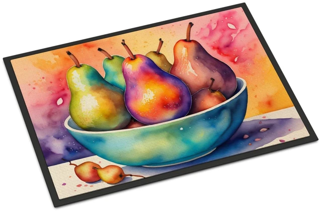 Main image of NEW Colorful Pears Doormat Front Door Mat Indoor Outdoor Rugs for Entryway, Non Slip Washable Low Pile, 18H X 27W