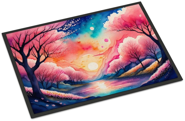 Main image of NEW Cherry Blossom in Color Doormat Front Door Mat Indoor Outdoor Rugs for Entryway, Non Slip Washable Low Pile, 18H X 27W