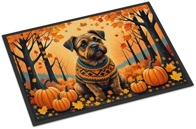 Main image of NEW Border Terrier Fall Doormat Front Door Mat Indoor Outdoor Rugs for Entryway, Non Slip Washable Low Pile, 18H X 27W