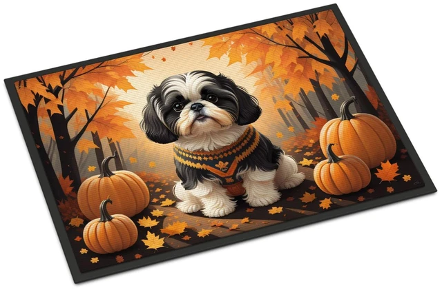 Main image of NEW Shih Tzu Fall Doormat Front Door Mat Indoor Outdoor Rugs for Entryway, Non Slip Washable Low Pile, 18H X 27W