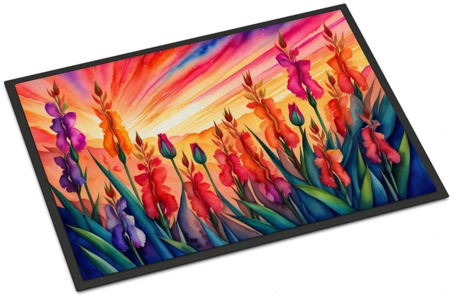 Main image of NEW Gladiolus in Color Doormat Front Door Mat Indoor Outdoor Rugs for Entryway, Non Slip Washable Low Pile, 18H X 27W