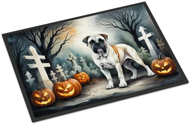 Main image of NEW Boxer Spooky Halloween Doormat Front Door Mat Indoor Outdoor Rugs for Entryway, Non Slip Washable Low Pile, 18H X 27W