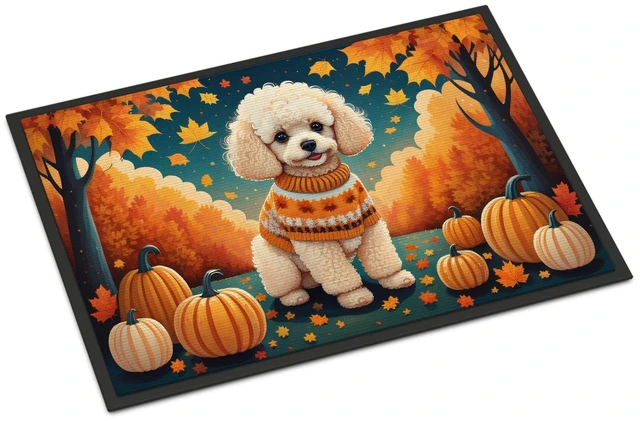 Main image of NEW Poodle Fall Doormat Front Door Mat Indoor Outdoor Rugs for Entryway, Non Slip Washable Low Pile, 18H X 27W