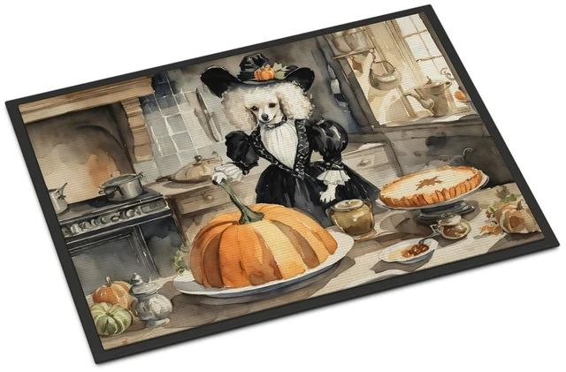 Main image of NEW Poodle Fall Kitchen Pumpkins Doormat Front Door Mat Indoor Outdoor Rugs for Entryway, Non Slip Washable Low Pile, 18H X 27W