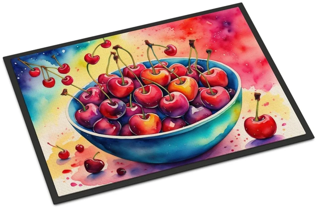 Main image of NEW Colorful Cherries Doormat Front Door Mat Indoor Outdoor Rugs for Entryway, Non Slip Washable Low Pile, 18H X 27W