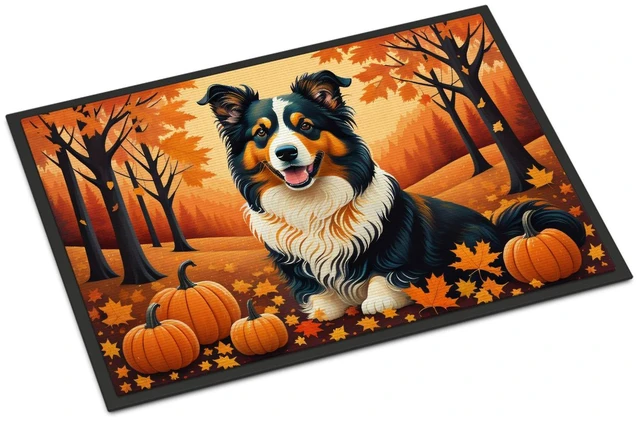 Main image of NEW Collie Fall Doormat Front Door Mat Indoor Outdoor Rugs for Entryway, Non Slip Washable Low Pile, 18H X 27W