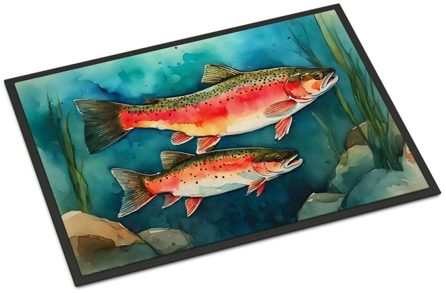 Main image of NEW Trout Doormat Front Door Mat Indoor Outdoor Rugs for Entryway, Non Slip Washable Low Pile, 18H X 27W