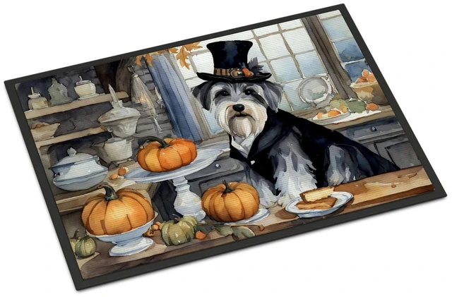 Main image of NEW Schnauzer Fall Kitchen Pumpkins Doormat Front Door Mat Indoor Outdoor Rugs for Entryway, Non Slip Washable Low Pile, 18H X 27W