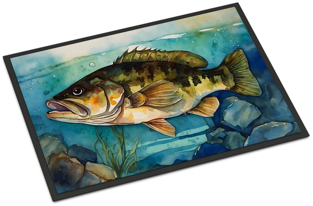 Main image of NEW Smallmouth Bass Doormat Front Door Mat Indoor Outdoor Rugs for Entryway, Non Slip Washable Low Pile, 18H X 27W