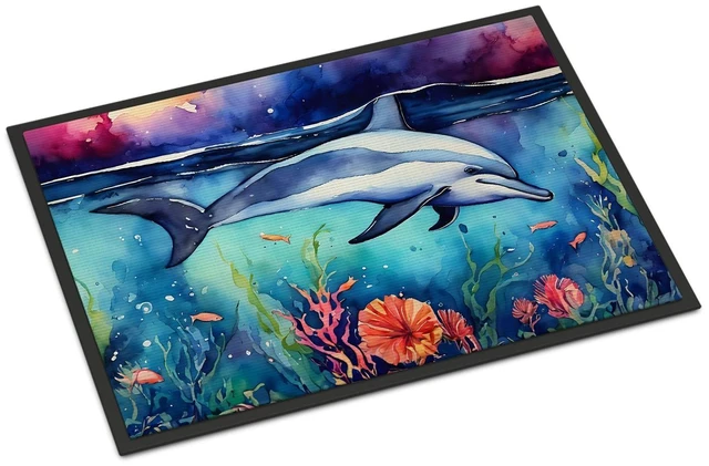 Main image of NEW Dolphin Doormat Front Door Mat Indoor Outdoor Rugs for Entryway, Non Slip Washable Low Pile, 18H X 27W