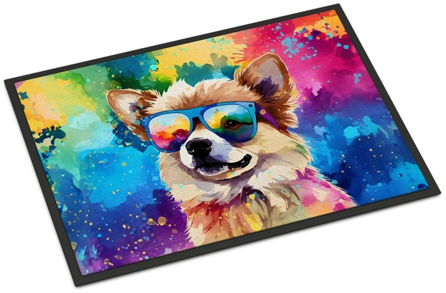 Main image of NEW Pomeranian Hippie Dawg Doormat Front Door Mat Indoor Outdoor Rugs for Entryway, Non Slip Washable Low Pile, 18H X 27W