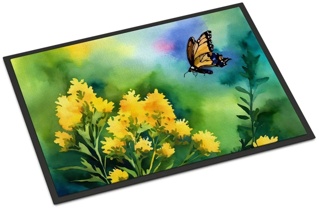 Main image of NEW Kentucky Goldenrod in Watercolor Doormat Front Door Mat Indoor Outdoor Rugs for Entryway, Non Slip Washable Low Pile, 18H X 27W