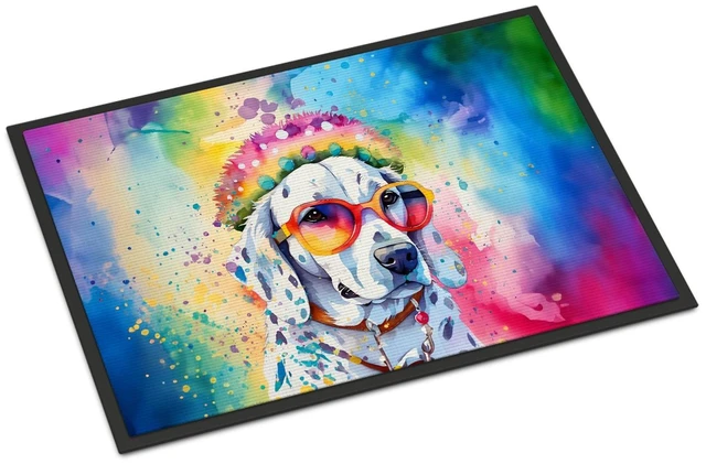Main image of NEW Dalmatian Hippie Dawg Doormat Front Door Mat Indoor Outdoor Rugs for Entryway, Non Slip Washable Low Pile, 18H X 27W