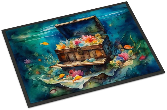 Main image of NEW Treasure Chest Doormat Front Door Mat Indoor Outdoor Rugs for Entryway, Non Slip Washable Low Pile, 18H X 27W