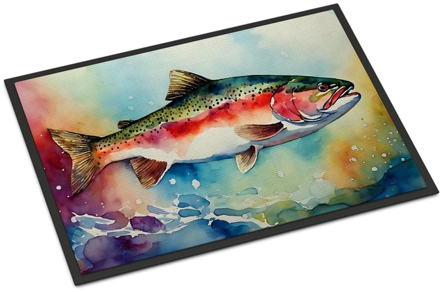 Main image of NEW Rainbow Trout Doormat Front Door Mat Indoor Outdoor Rugs for Entryway, Non Slip Washable Low Pile, 18H X 27W
