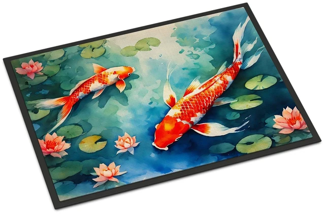 Main image of NEW Koi Fish Doormat Front Door Mat Indoor Outdoor Rugs for Entryway, Non Slip Washable Low Pile, 18H X 27W