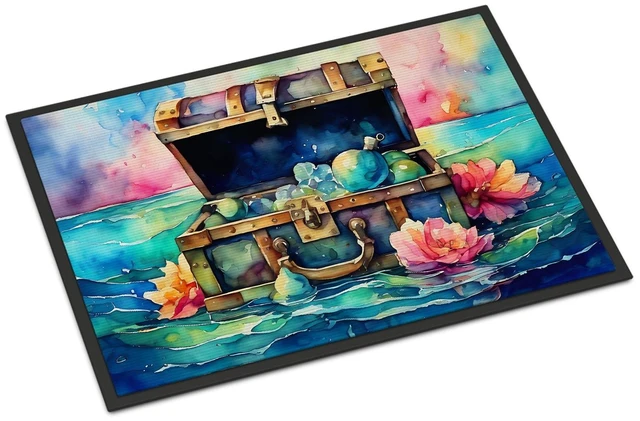 Main image of NEW Treasure Chest Doormat Front Door Mat Indoor Outdoor Rugs for Entryway, Non Slip Washable Low Pile, 18H X 27W