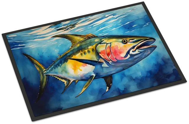 Main image of NEW Yellowfin Tuna Doormat Front Door Mat Indoor Outdoor Rugs for Entryway, Non Slip Washable Low Pile, 18H X 27W