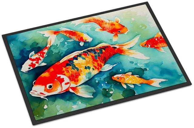 Main image of NEW Koi Fish Doormat Front Door Mat Indoor Outdoor Rugs for Entryway, Non Slip Washable Low Pile, 18H X 27W