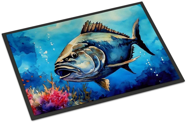 Main image of NEW Bluefin Tuna Doormat Front Door Mat Indoor Outdoor Rugs for Entryway, Non Slip Washable Low Pile, 18H X 27W
