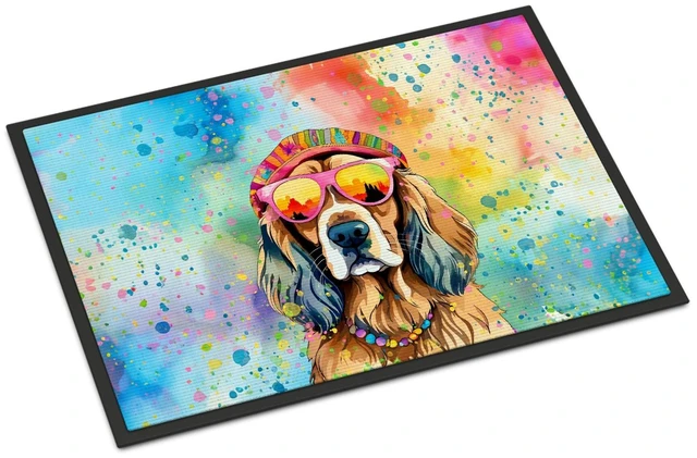 Main image of NEW Cocker Spaniel Hippie Dawg Doormat Front Door Mat Indoor Outdoor Rugs for Entryway, Non Slip Washable Low Pile, 18H X 27W