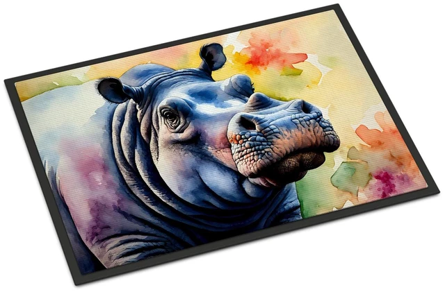 Main image of NEW Hippopotamus Doormat Front Door Mat Indoor Outdoor Rugs for Entryway, Non Slip Washable Low Pile, 18H X 27W