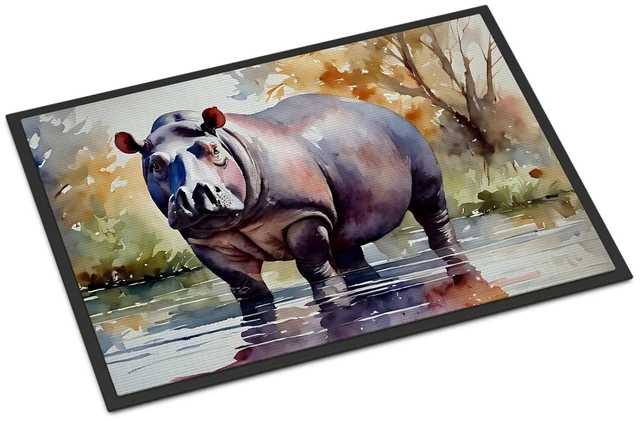 Main image of NEW Hippopotamus Doormat Front Door Mat Indoor Outdoor Rugs for Entryway, Non Slip Washable Low Pile, 18H X 27W