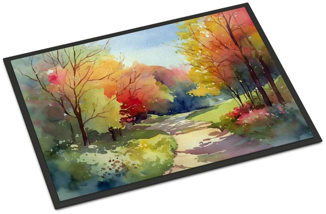 Main image of NEW North Carolina Dogwoods in Watercolor Doormat Front Door Mat Indoor Outdoor Rugs for Entryway, Non Slip Washable Low Pile, 18H X 27W
