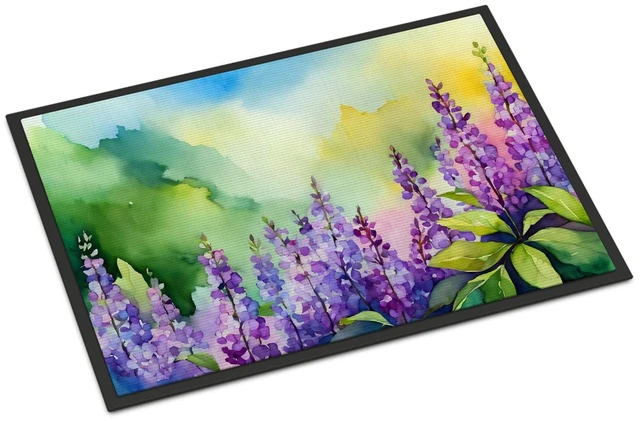Main image of NEW Idaho Syringa in Watercolor Doormat Front Door Mat Indoor Outdoor Rugs for Entryway, Non Slip Washable Low Pile, 18H X 27W