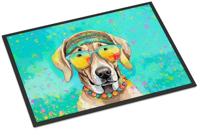 Main image of NEW Weimaraner Hippie Dawg Doormat Front Door Mat Indoor Outdoor Rugs for Entryway, Non Slip Washable Low Pile, 18H X 27W
