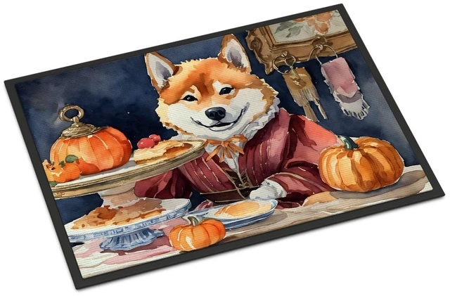 Main image of NEW Shiba Inu Fall Kitchen Pumpkins Doormat Front Door Mat Indoor Outdoor Rugs for Entryway, Non Slip Washable Low Pile, 18H X 27W
