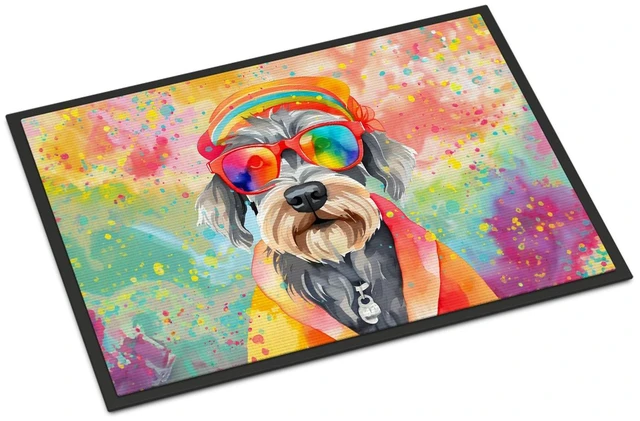 Main image of NEW Schnauzer Hippie Dawg Doormat Front Door Mat Indoor Outdoor Rugs for Entryway, Non Slip Washable Low Pile, 18H X 27W