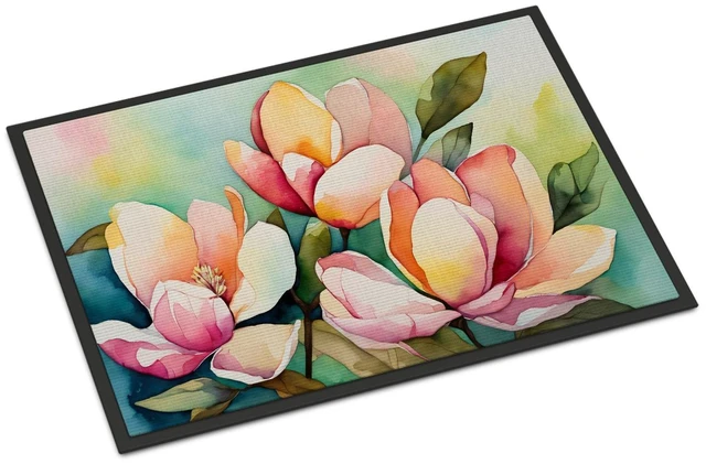 Main image of NEW Mississippi Magnolia in Watercolor Doormat Front Door Mat Indoor Outdoor Rugs for Entryway, Non Slip Washable Low Pile, 18H X 27W