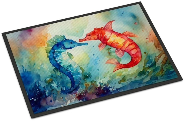 Main image of NEW Seahorses Doormat Front Door Mat Indoor Outdoor Rugs for Entryway, Non Slip Washable Low Pile, 18H X 27W