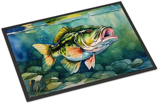 Main image of NEW Largemouth Bass Doormat Front Door Mat Indoor Outdoor Rugs for Entryway, Non Slip Washable Low Pile, 18H X 27W