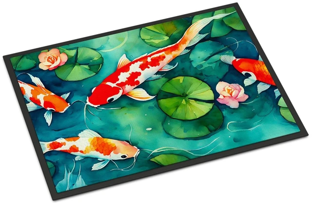 Main image of NEW Koi Fish Doormat Front Door Mat Indoor Outdoor Rugs for Entryway, Non Slip Washable Low Pile, 18H X 27W