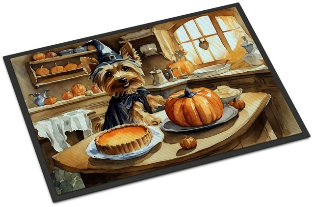 Main image of NEW Silky Terrier Fall Kitchen Pumpkins Doormat Front Door Mat Indoor Outdoor Rugs for Entryway, Non Slip Washable Low Pile, 18H X 27W