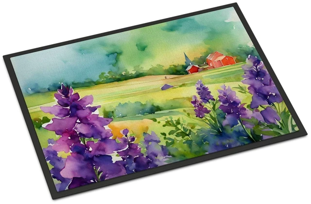 Main image of NEW New Jersey Violet in Watercolor Doormat Front Door Mat Indoor Outdoor Rugs for Entryway, Non Slip Washable Low Pile, 18H X 27W