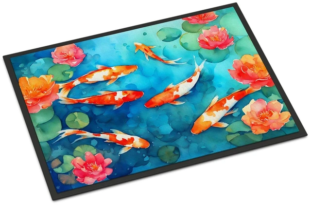 Main image of NEW Koi Fish Doormat Front Door Mat Indoor Outdoor Rugs for Entryway, Non Slip Washable Low Pile, 18H X 27W