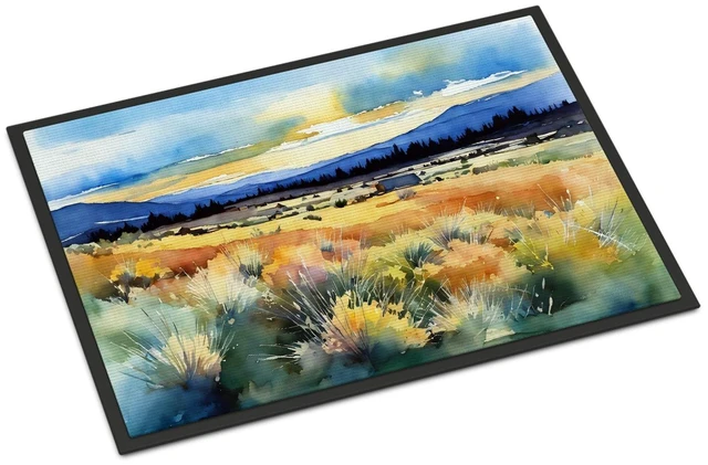 Main image of NEW Nevada Sagebrush in Watercolor Doormat Front Door Mat Indoor Outdoor Rugs for Entryway, Non Slip Washable Low Pile, 18H X 27W
