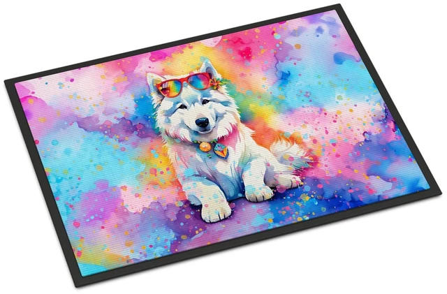 Main image of NEW Samoyed Hippie Dawg Doormat Front Door Mat Indoor Outdoor Rugs for Entryway, Non Slip Washable Low Pile, 18H X 27W