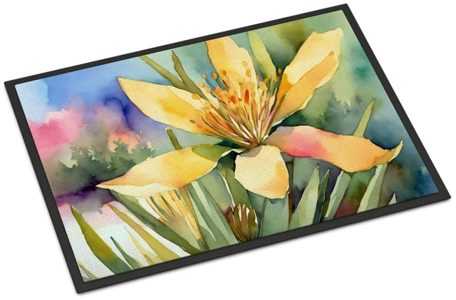 Main image of NEW New Mexico Yucca Flower in Watercolor Doormat Front Door Mat Indoor Outdoor Rugs for Entryway, Non Slip Washable Low Pile, 18H X 27W